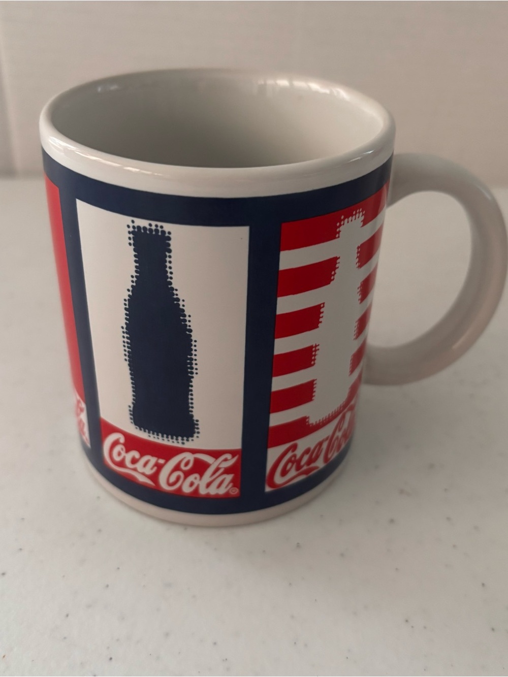 Coca Cola Red, White & Navy Graphic Ceramic Mug